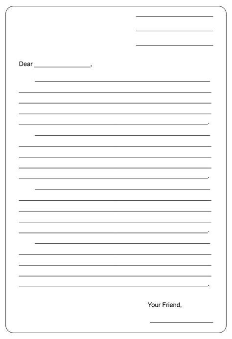 Friendly Letter Template Printable